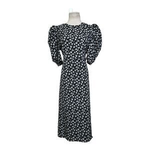 Miroh black white floral print short sleeves midi dress size large